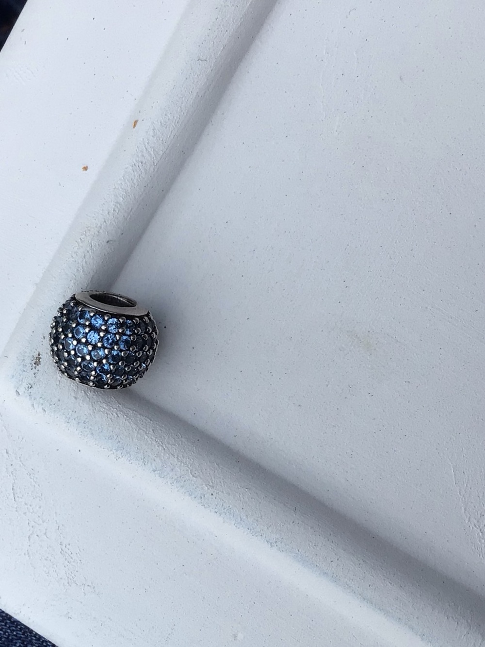 Sterling-Style Blue Pavé Bead Charm